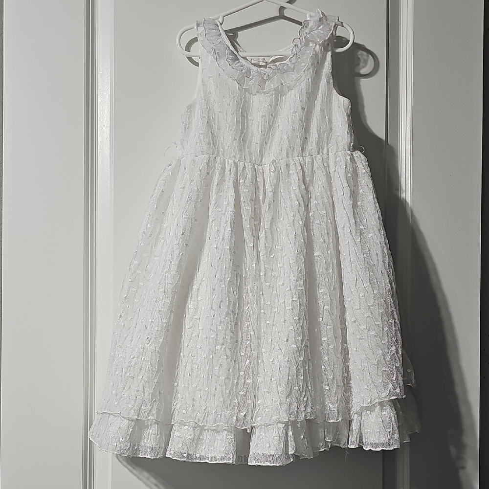 Laura Ashley White Textured Kids Dress
